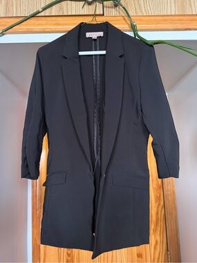 Philosophy Long Black Blazer 3/4 Sleeve Black Size Small